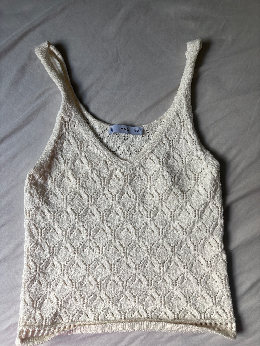Mango Cream Textured Knit Tank Top